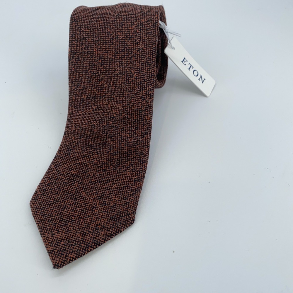Eton Tie Mens One Size Orange Black Wool Classic Fit Professional Necktie NWT